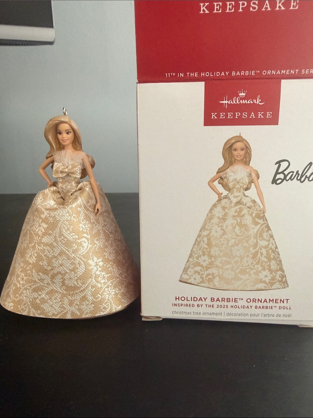 Hallmark Gold and Cream Holiday Barbie Ornament